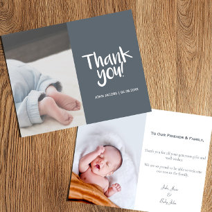 Fun, your photo, boy, baby shower thank you card