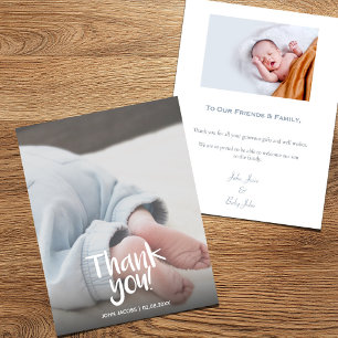 Fun, your photo, boy, baby shower thank you card