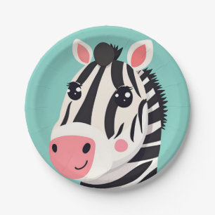 Fun Zebra Face safari Wild jungle Birthday Party Paper Plate