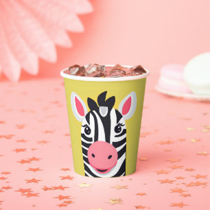 Fun Zebra Face safari zoo Wild jungle Birthday Par Paper Cups