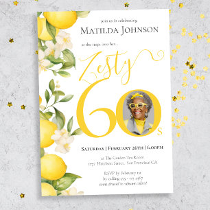 Fun Zesty Lemon Photo 60th Birthday Party Invitation