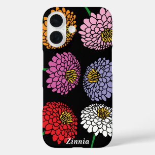 Fun Zinnia flower design personalised iPhone 16 Case