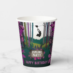 Fun Zipline Purple Pink Forest Girl Adventure Paper Cups