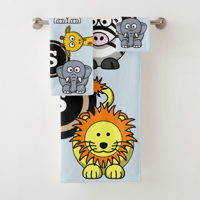Fun Zoo Animals Bath Towel Set (Insitu)