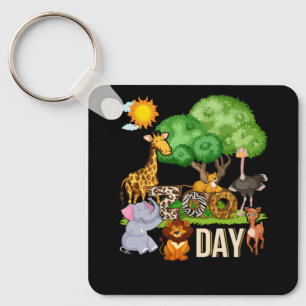 Fun Zoo Day Cute Animals School Field Trip Safari Key Ring
