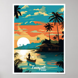 Funafuti Tuvalu Art Vintage Travel Illustration Poster