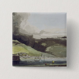 Funchall, plate 1 from 'A Voyage to Cochinchina' b 15 Cm Square Badge