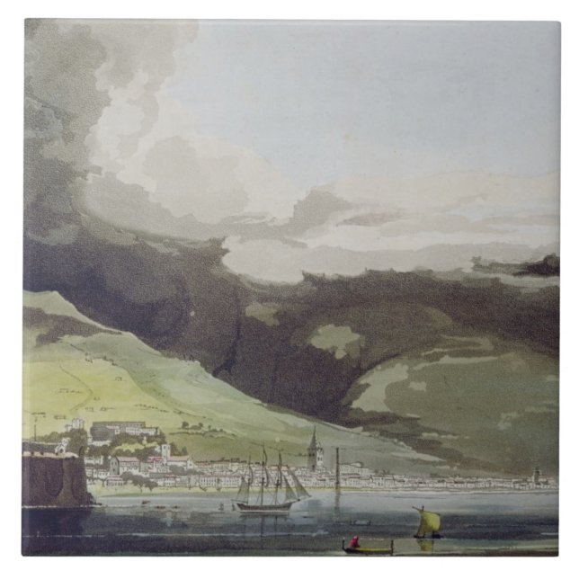 Funchall, plate 1 from 'A Voyage to Cochinchina' b Ceramic Tile (Front)