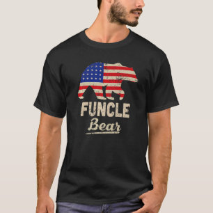 Funcle Bear American Flag Distress For Men T-Shirt
