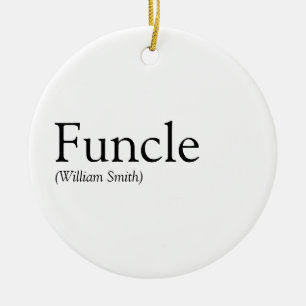 Funcle Cool Fun Uncle Modern Black and White Ceramic Ornament