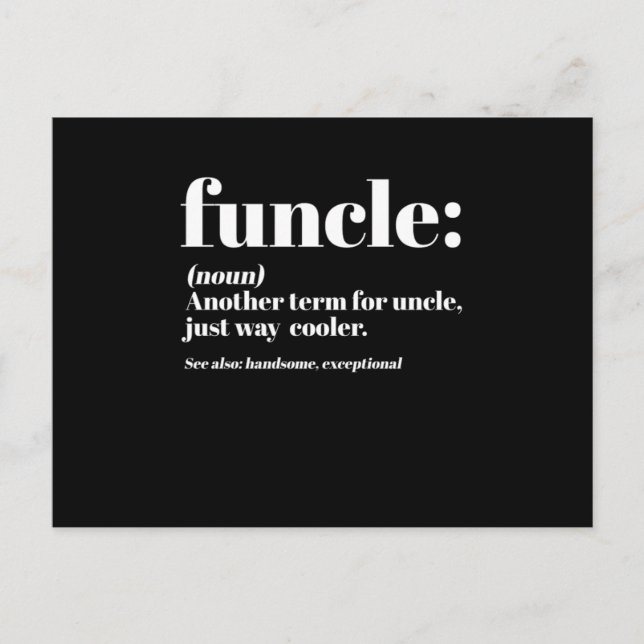Funcle Definition Uncle Niece Nephew Godfather Gif Postcard (Front)