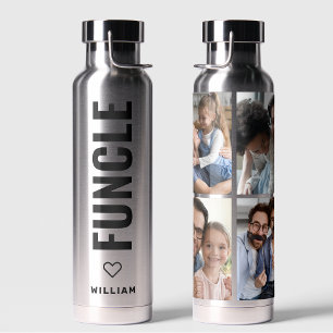 Funcle   Fun Uncle Custom Name Modern Chrome Water Bottle