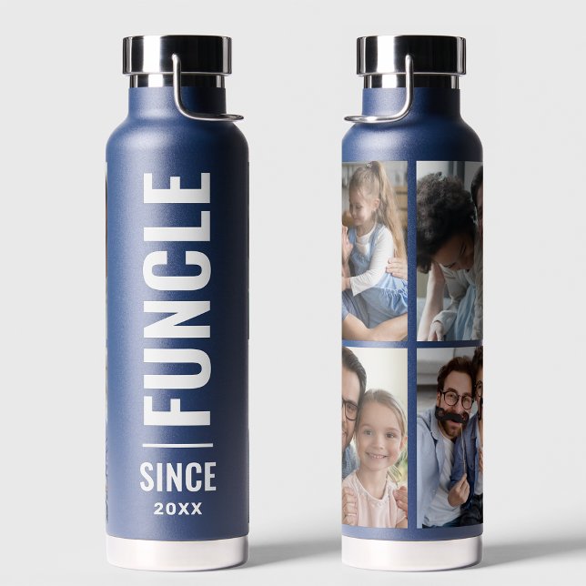 Funcle | Fun Uncle Custom Year 4 Photo Collage Water Bottle (Creator Uploaded)