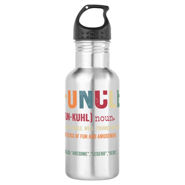 Funcle Funny Uncle Definition, Awesome Legend Hero 710 Ml Water Bottle (Front)