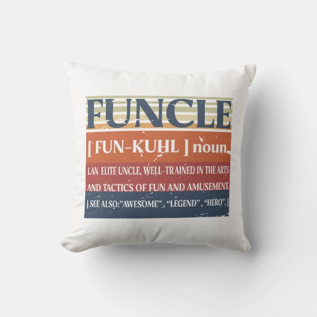 Funcle Funny Uncle Definition, Awesome Legend Hero Cushion (Front)
