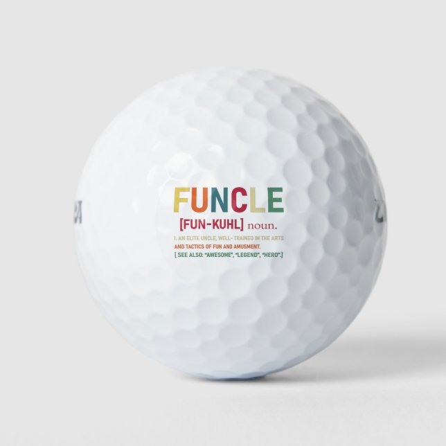 Funcle Funny Uncle Definition, Awesome Legend Hero Golf Balls (Front)