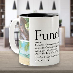 Funcle, Uncle Definition 4 Photo Collage Two-Tone Coffee Mug
