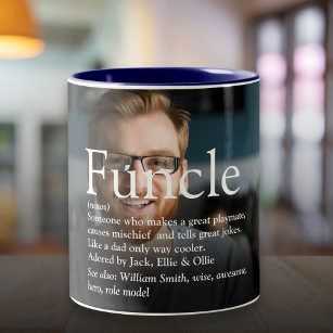 Funcle Uncle Definition Fun Modern Photo Two-Tone Coffee Mug
