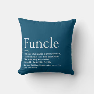 Funcle, Uncle Definition Modern Blue Fun Cushion