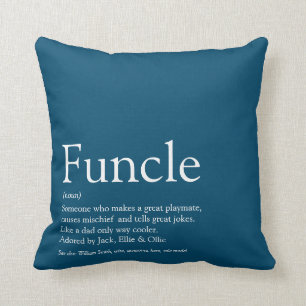 Funcle, Uncle Definition Modern Blue Fun Cushion