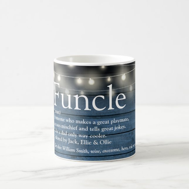 Funcle Uncle Definition String Lights Rustic Blue Coffee Mug (Center)