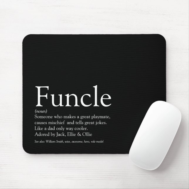 Funcle Uncle Fun Cool Modern Black and White Mouse Pad (With Mouse)