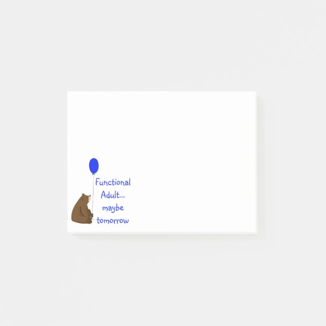 Functional Adult Maybe Tomorrow Bear Quote Post-it Notes (Front)