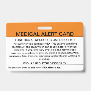 Functional Neurological Disorder Medical Badge ID Badge