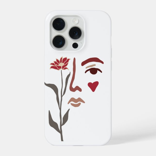 Funda Line Art Rostro iPhone Case (Back)