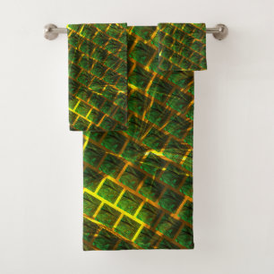 Fundo com imagem verde sob grade dourada? bath towel set