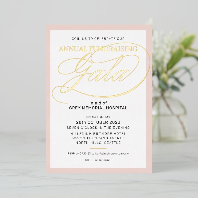 FUNDRAISING GALA elegant event script blush pink (Standing Front)