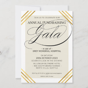 FUNDRAISING GALA event fancy gold frame ivory Invitation