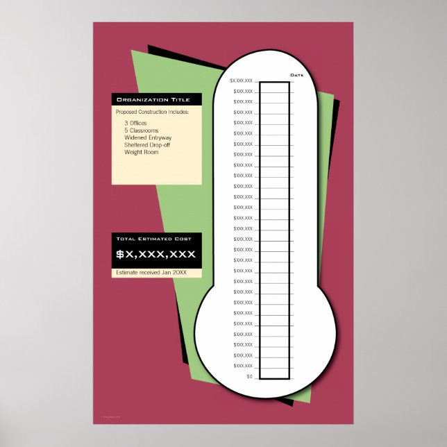 Fundraising Thermometer Including Date Column Poster (Front)