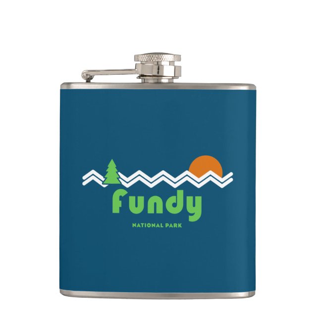 Fundy National Park Retro Hip Flask (Front)