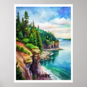 Fundy National Park Watercolor Painting Poster