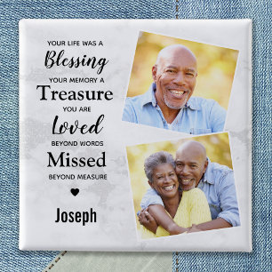 Funeral 2 Photo Keepsake Memorials Remembrance 15 Cm Square Badge