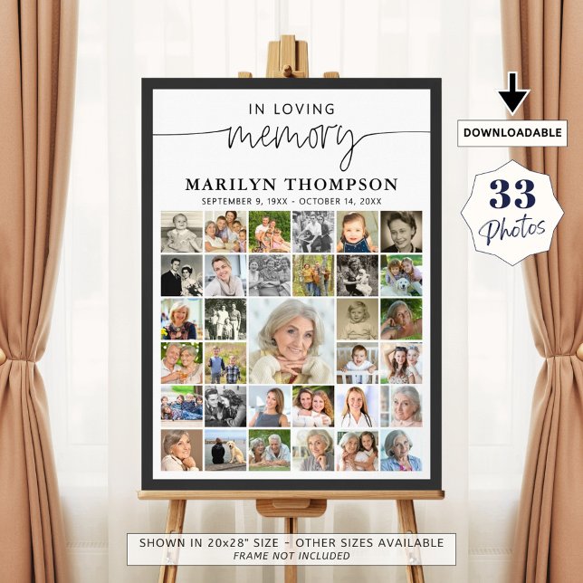 Funeral 33 Photo Collage Script In Loving Memory Poster (Creator Uploaded)