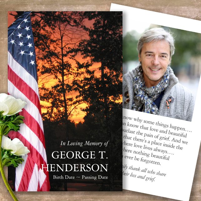Funeral American Flag Loss Prayer Sympathy Cards (military sympathy card, military prayer cards, funeral prayer card, death, military funeral cards)