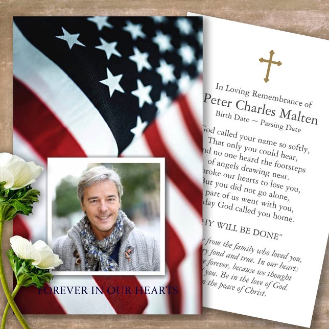 Funeral American Flag Prayer Sympathy Cards (military sympathy card, military prayer cards, funeral prayer card, death, military funeral cards)