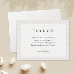 Funeral and Sympathy Thank You Card   Rustic Wood
