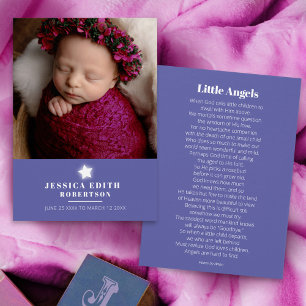 Funeral angel white star poem photo bookmark