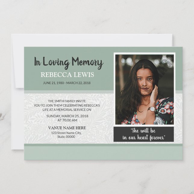 Funeral Announcement Card (Front)