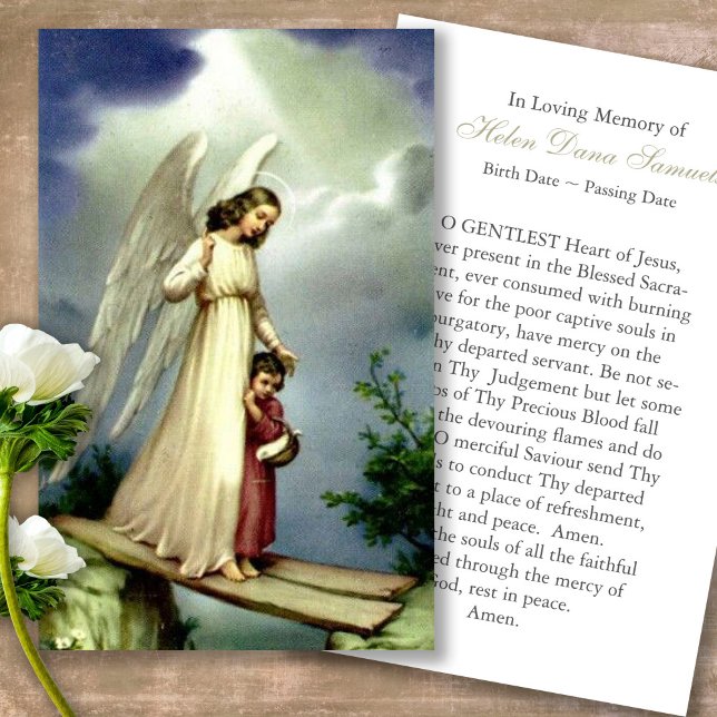 Funeral Arch Angel Michael Prayer Sympathy Cards (Forever in our hearts, celebration of life, in loving memory of, prayer cards for bereavement)