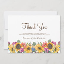 Funeral Bereavement Sunflower Thank You