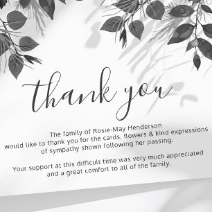 Funeral Bereavement Thank You Card