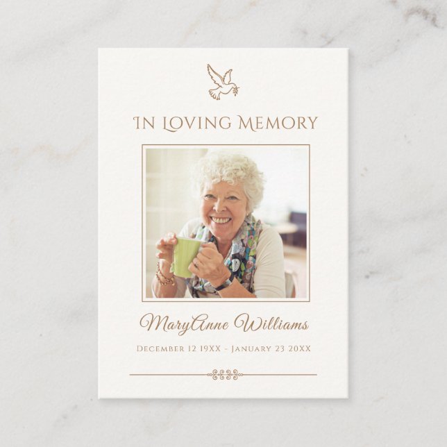 Funeral Bird Sympathy Wake Memorial Card (Front)