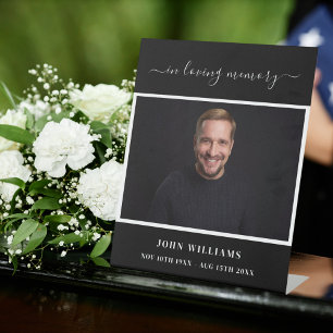 Funeral black photo memorial reception script pedestal sign