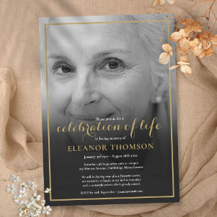Funeral Black White Photo Celebration of Life Invitation