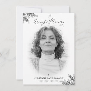 Funeral Black White Photo Remembrance Service Invitation