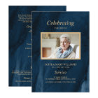 Funeral Blue & Gold Calligraphy | Memorial Program